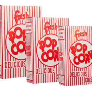 1E Red & White Close Top Popcorn Boxes, .75 Oz, 100 Count