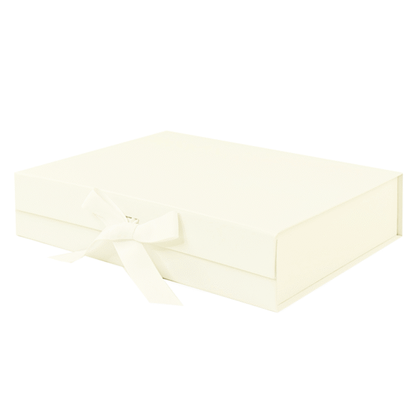 Ivory A4 Shallow Magnetic Gift Boxes with Changeable Ribbon
