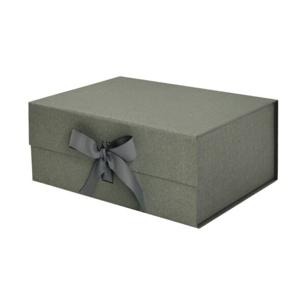 Natural Fleck Gray A5 Deep Magnetic Gift Boxes With Changeable Ribbon
