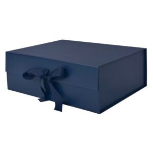 Navy Blue A4 Deep Magnetic Gift Boxes With Changeable Ribbon