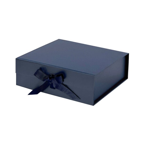 Navy Blue A5 Square Magnetic Gift Boxes With Changeable Ribbon