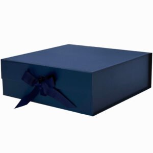 Navy Blue Large Square Magnetic Gift Boxes With Changeable Ribbon