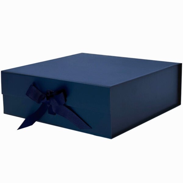 Navy Blue Large Square Magnetic Gift Boxes With Changeable Ribbon