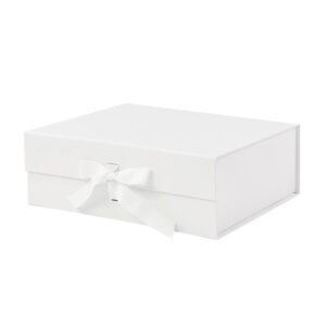 White Medium Rectangle Magnetic Gift Boxes with Changeable Ribbon