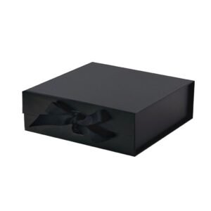 Black A5 Square Magnetic Gift Boxes With Ribbon