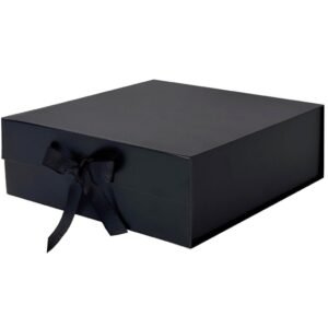 Black Large Square Magnetic Gift Boxes With Ribbon
