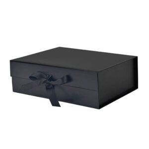 Black Medium Rectangle Magnetic Gift Boxes with Ribbon