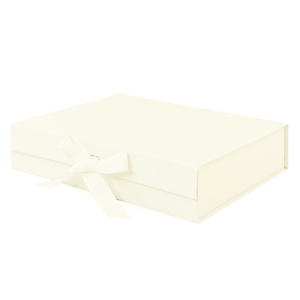 Ivory A4 Shallow Magnetic Gift Boxes with Ribbon