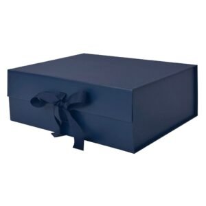 Navy Blue A4 Deep Magnetic Gift Boxes With Ribbon