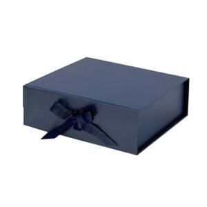 Navy Blue A5 Square Magnetic Gift Boxes With Ribbon