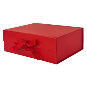 Red A4 Deep Magnetic Gift Boxes With Ribbon