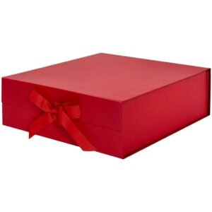 Red Large Square Magnetic Gift Boxes With Ribbon