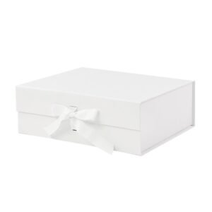 White Medium Rectangle Magnetic Gift Boxes with Ribbon