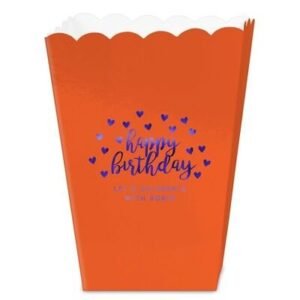 Confetti Hearts Happy Birthday Mini Popcorn Boxes