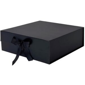 Black Large Square Magnetic Gift Boxes With Ribbon