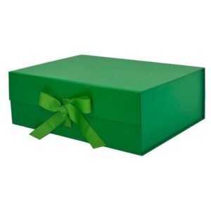 Green A4 Deep Magnetic Gift Boxes With Ribbon