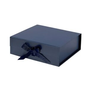 Navy Blue A5 Square Magnetic Gift Boxes With Ribbon