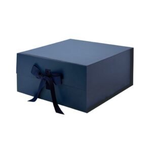 Navy Blue Medium Square Magnetic Gift Boxes With Ribbon
