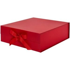 Red Large Square Magnetic Gift Boxes With Ribbon