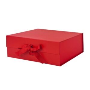 Red Medium Rectangle Magnetic Gift Boxes with Ribbon