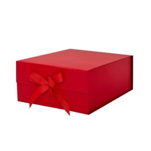 Red Medium Square Magnetic Gift Boxes With Ribbon